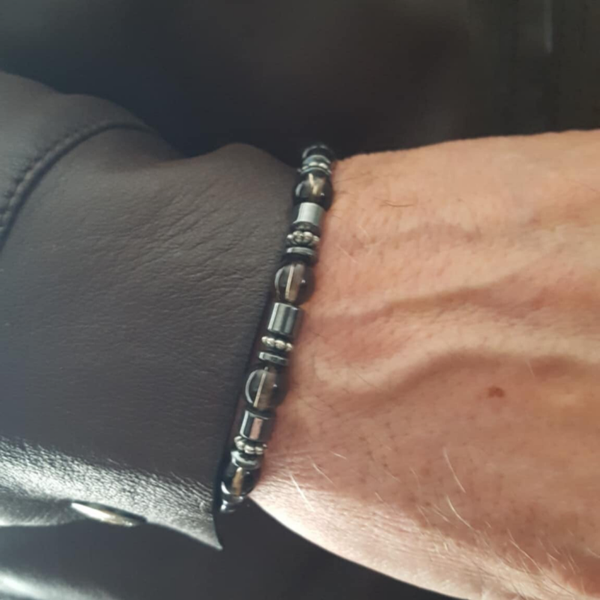 Agate & Hematite beaded Bracelet
