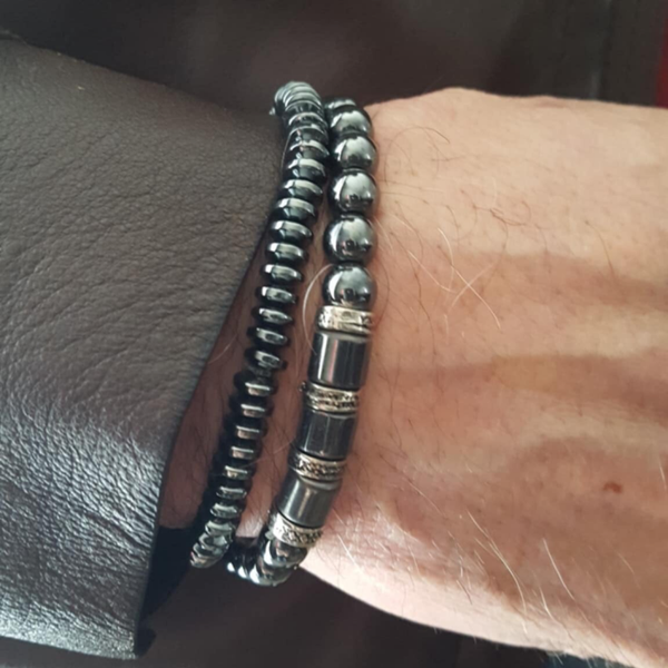 Layered Hematite beads. Two bracelets