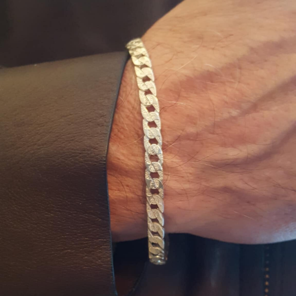 Silver Cuban Bracelet width 5mm length 20cm