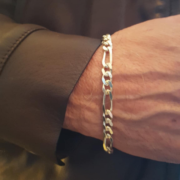 Silver Figaro  width 7mm length 20cm
