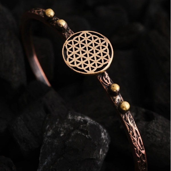 Lotus Handcrafted Copper Cuff Bracelet