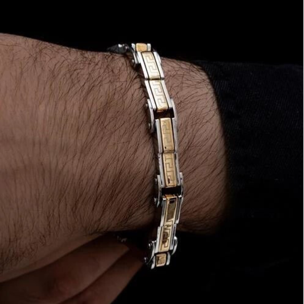 B2B Greek motif  two-tone silver with gold Length 21cm 22cm