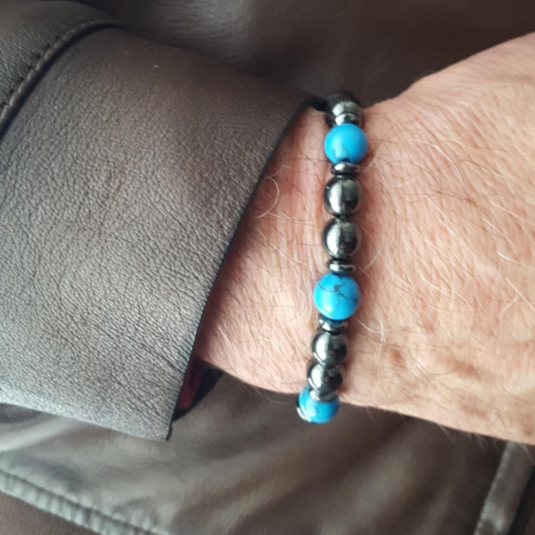 Natural turquoise stone & Hematite beads
