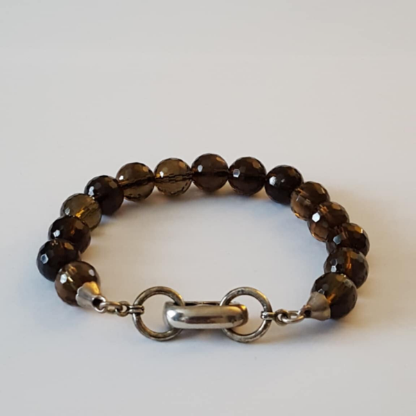 B2B Smokey Quartz & Silver Length 21cm/22cm