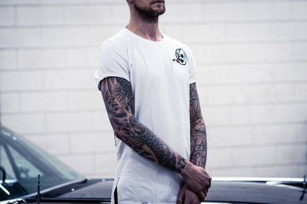 ROLLED SLEEVE MUSCLE FIT WHITE