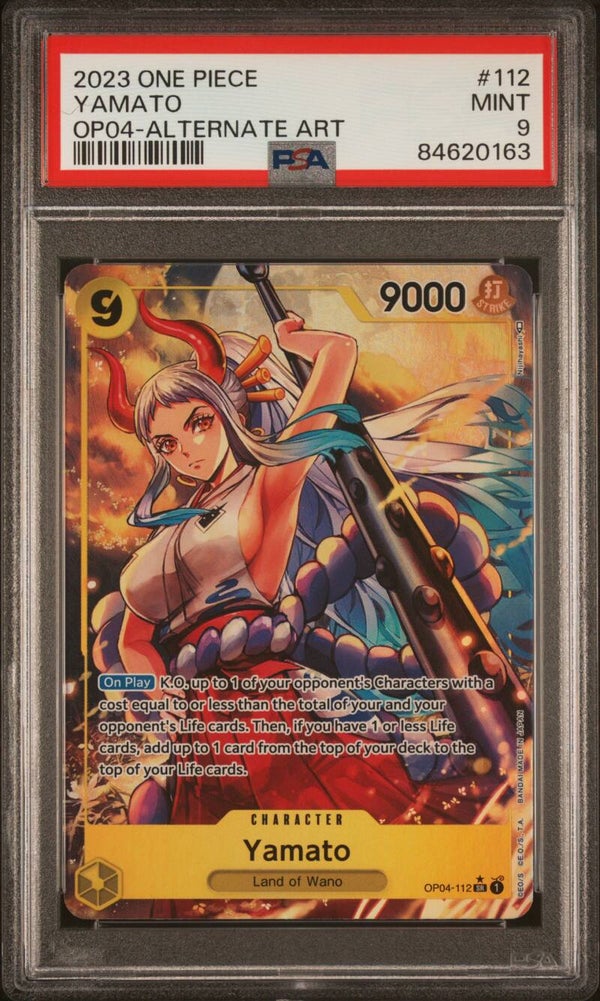 PSA MINT 9 ONE PIECE OP04-KINGDOMS OF INTRIGUE #112 YAMATO ALTERNATE ART