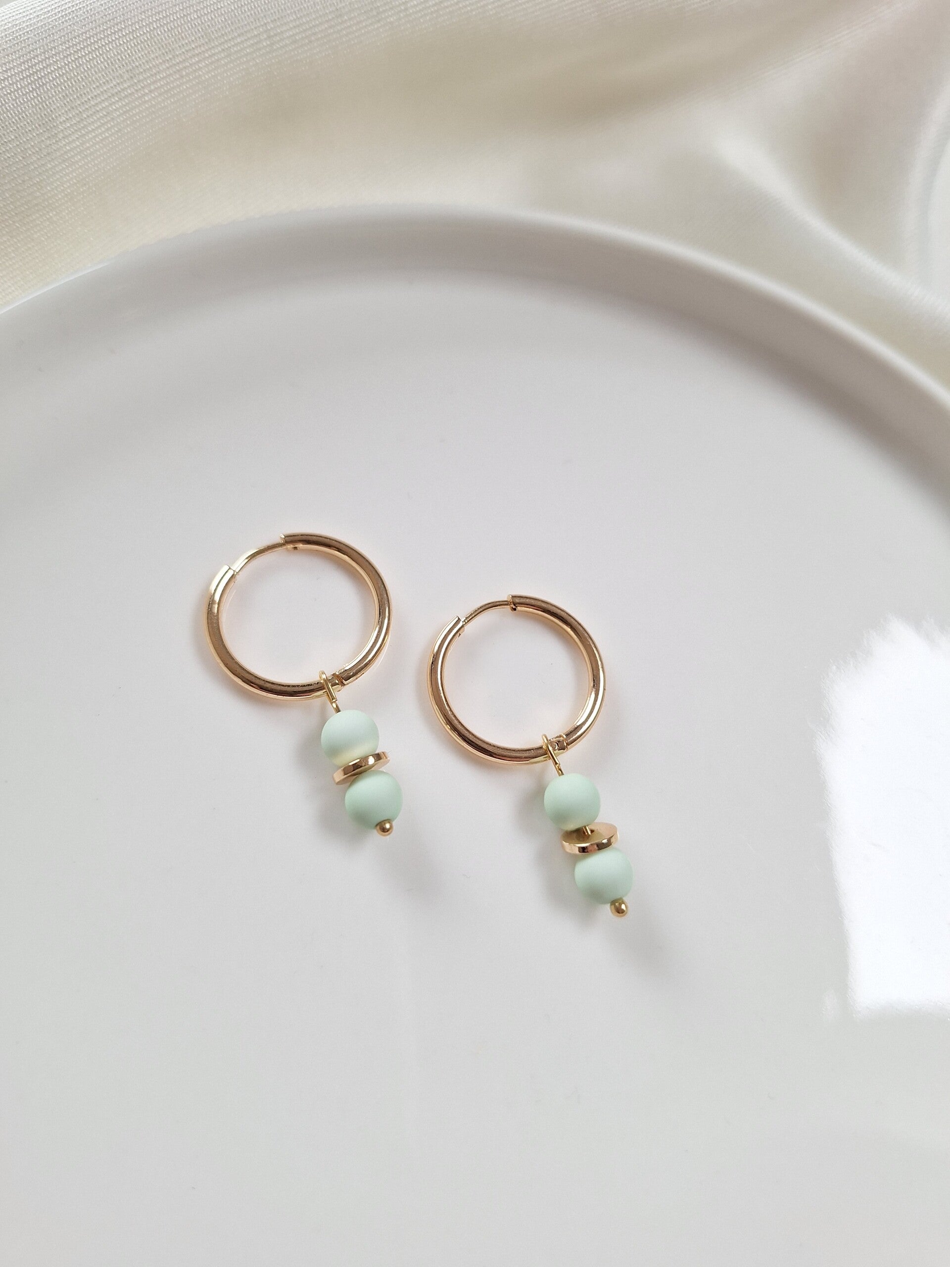 RVS oorbellen goudkleurig, mint goen