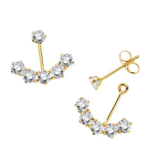BOUCLES D'OREILLES  , OR 18K ET ZIRCONS