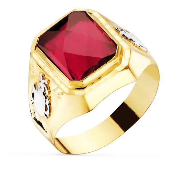 CHEVALIER HOMME EN OR JAUNE OXYDE  ROUGE , OR 18K