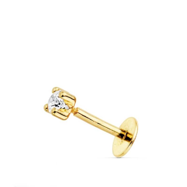 Piercing 4 griffes zircon carré  , OR jaune 18K.