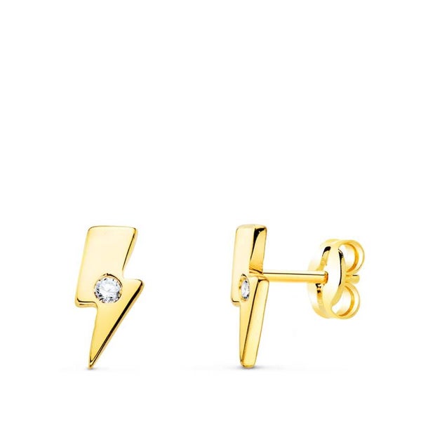 BOUCLES D'OREILLES OR 18K FOUDRE AVEC ZIRCON