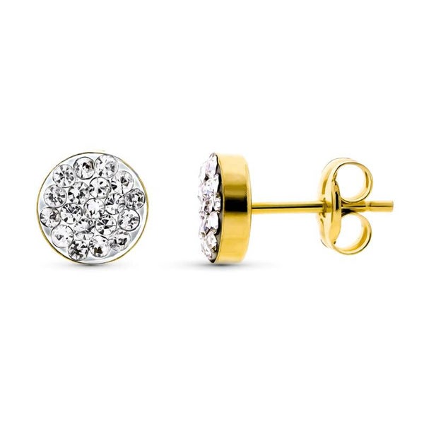 Boucles d'oreilles ronde oxyde de zirconium, or 18K