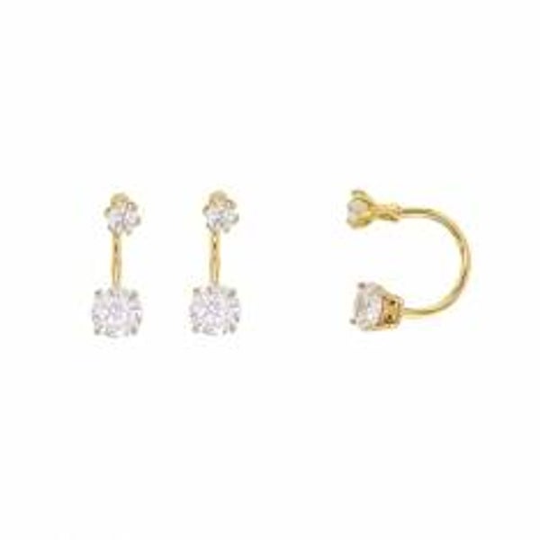 Boucles d'oreilles demi-cercles oxydes de zirconium . OR 9K