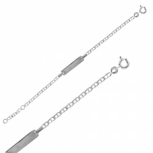 Identité bébé maille marine plaque rectangle ,ARGENT 925/1000 rhodié