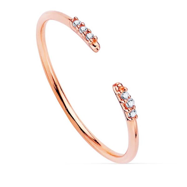 BAGUE OR ROSE & 6 DIAMANTS 0.030 CT. G-VS2 , OR 18K