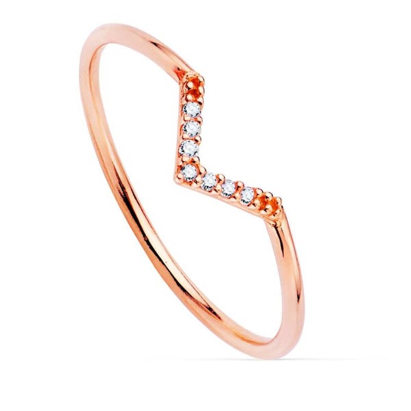 BAGUE  V EN OR ROSE DIAMANT 0.035 CT. G-VS2 , OR 18K
