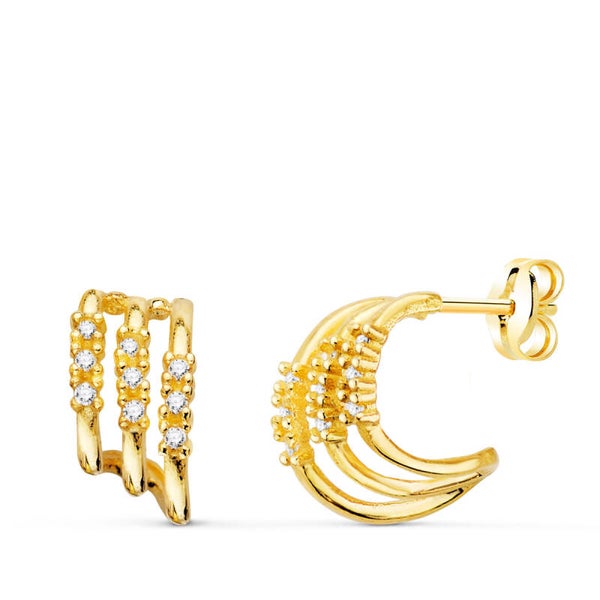 BOUCLES D'OREILLES DEMI-BAND , OR 18K & DIAMANTS 0.090CTS