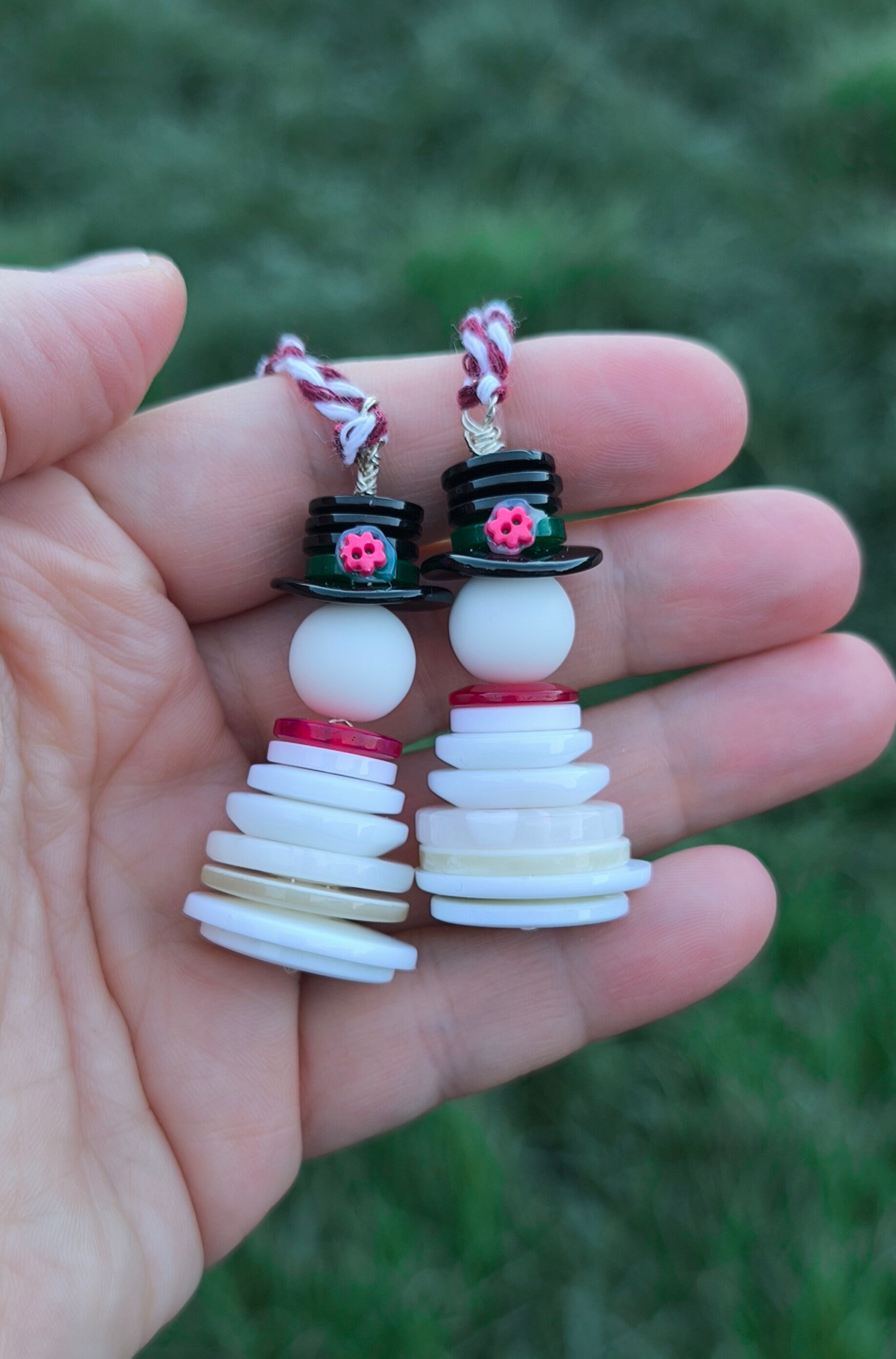 Button Christmas Decorations - Snowman