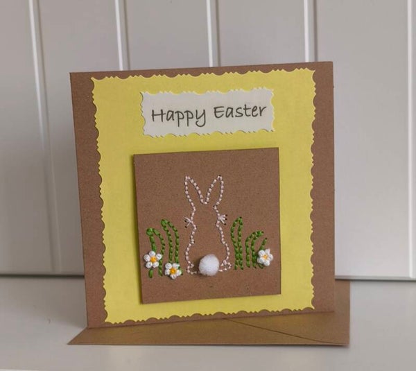 Embroidered Bunny Easter Card