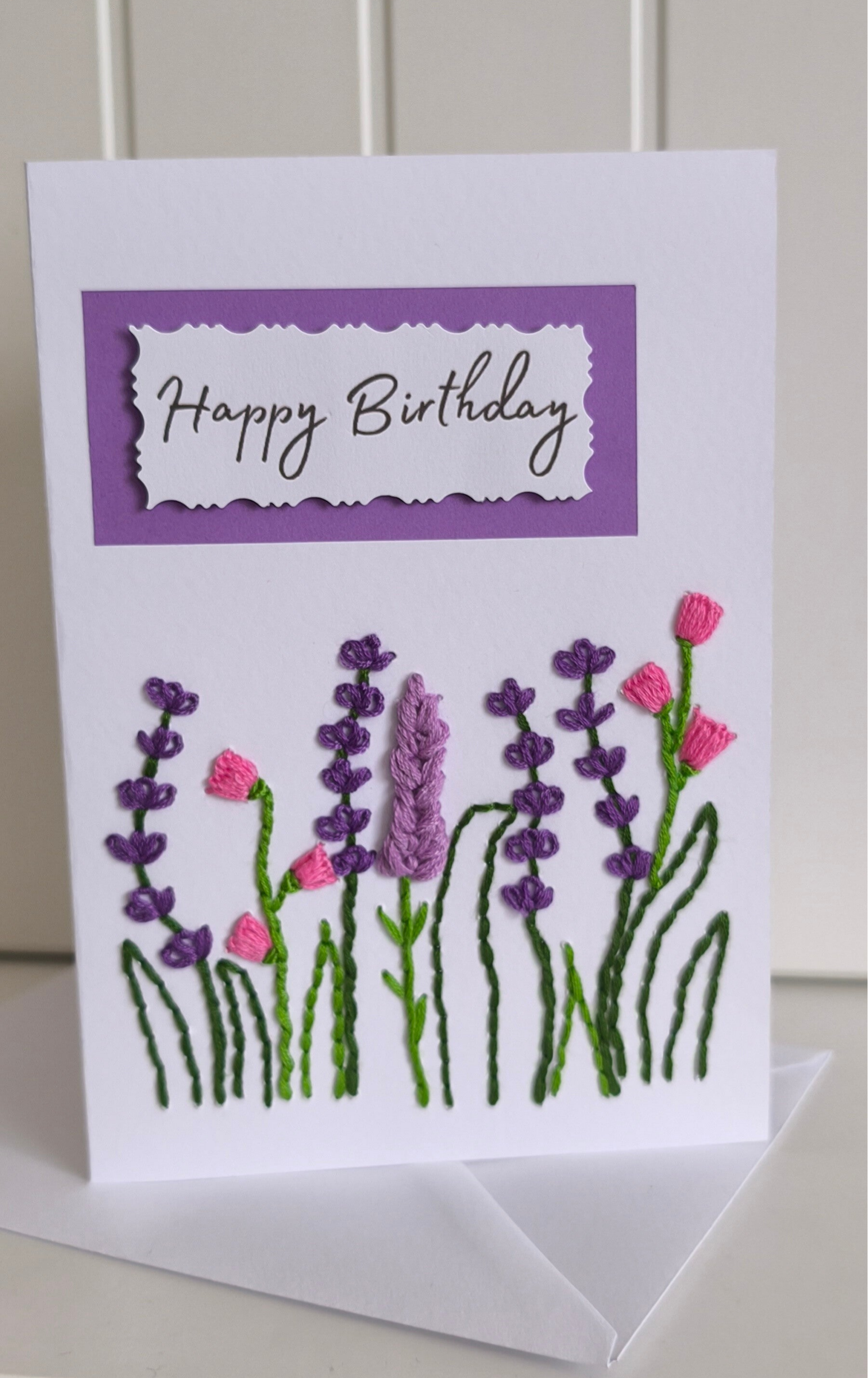 Purple & Pink Floral Birthday Card
