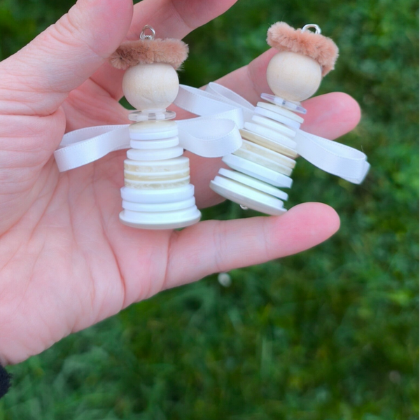 Button Christmas Decorations - Medium Angel