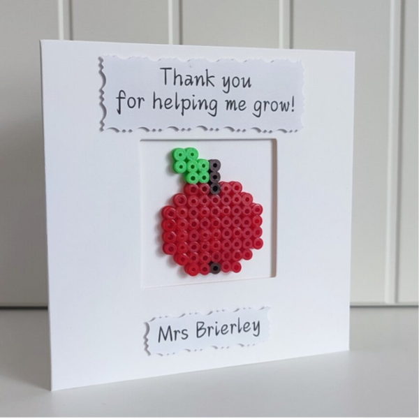 Teacher Thank You Card - Apple beads - Personalised