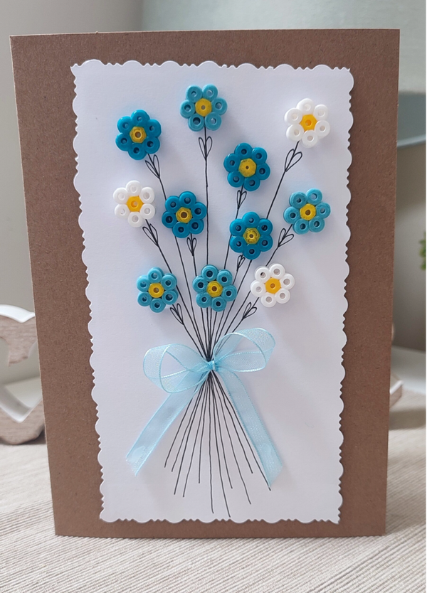 Blue Bouquet of Flowers - Card
