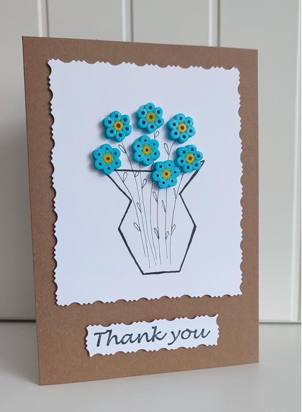 Thank you card - blue flowers in a vase