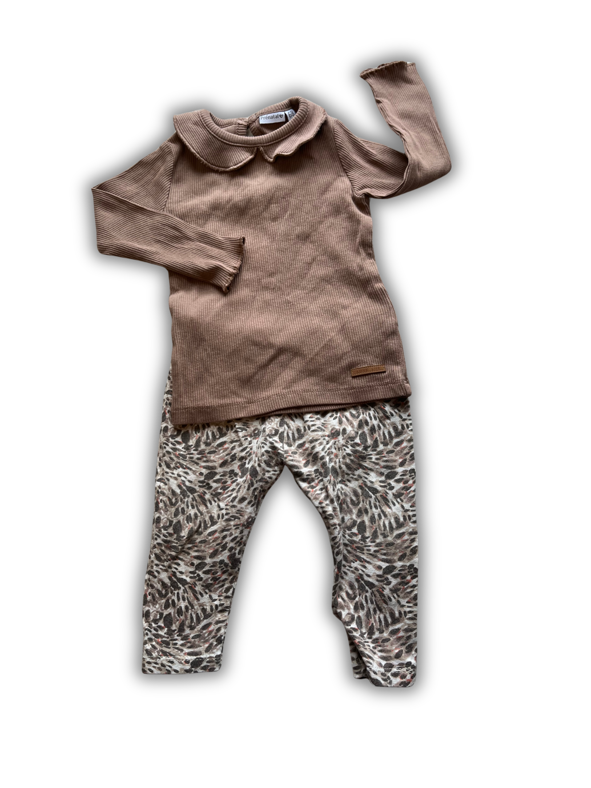 tweedehands kinderkleding set voor meiden in maat 122 en 128 longsleeve met rok en legging