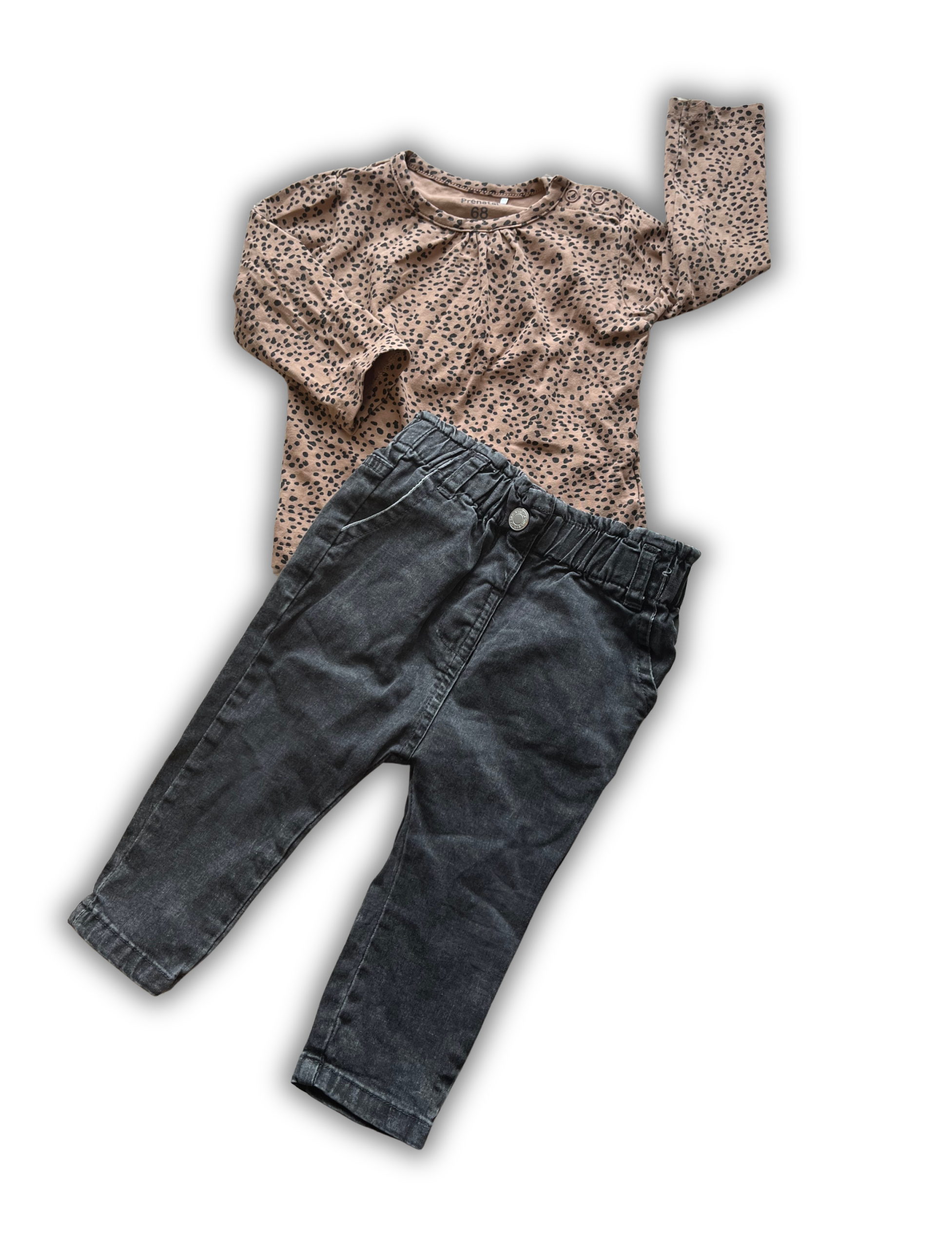 tweedehands kinderkleding set voor meiden in maat 122 en 128 longsleeve met rok en legging