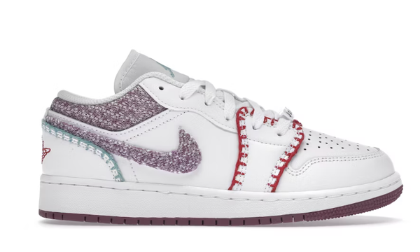 JORDAN 1 LOW WHITE LIGHT BORDEAUX (GS)