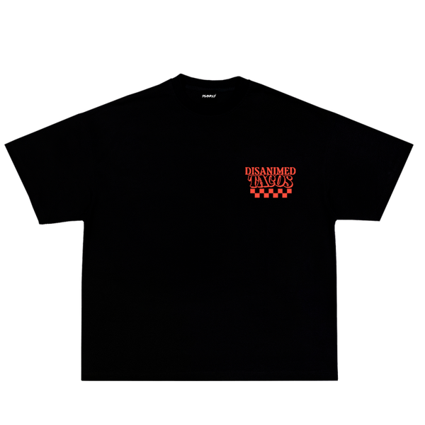 TEE DISANIMED TACOS SAUCE BLACK