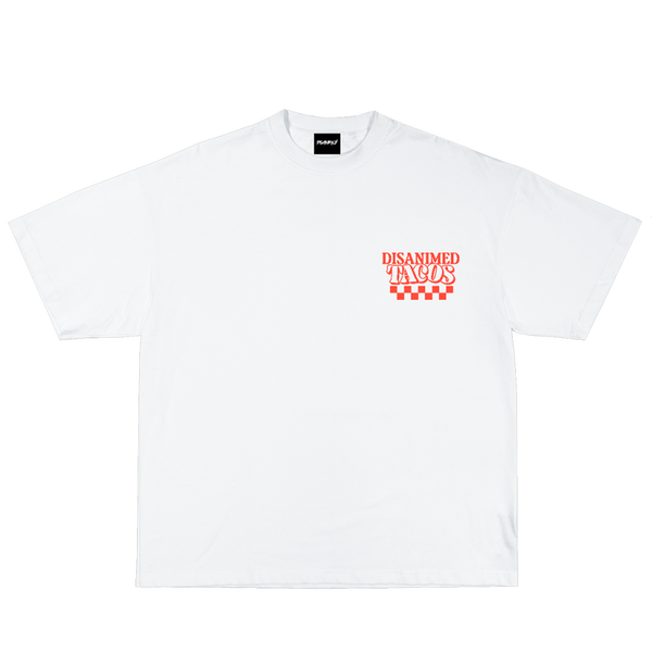 TEE DISANIMED TACOS SAUCE WHITE