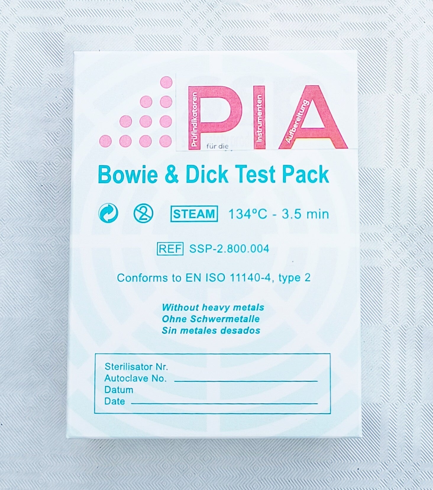 Bowie Dick Test nach EN-ISO 11140-4, Typ 2