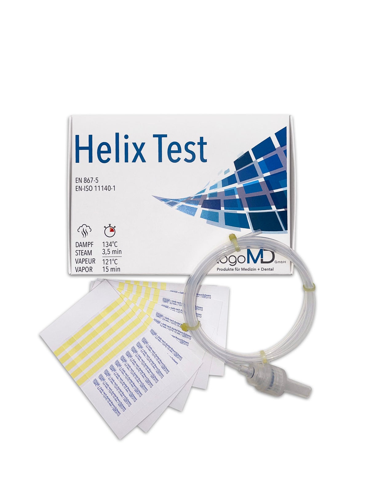 Helix-Prüfkörper-Set Mit 250 Indikatoren – EN 867-5 & EN-ISO 11140-1 Zertifiziert, Für Dampfsättigung In Autoklaven Typ B, 10 Röhrchen, EU-hergestellt