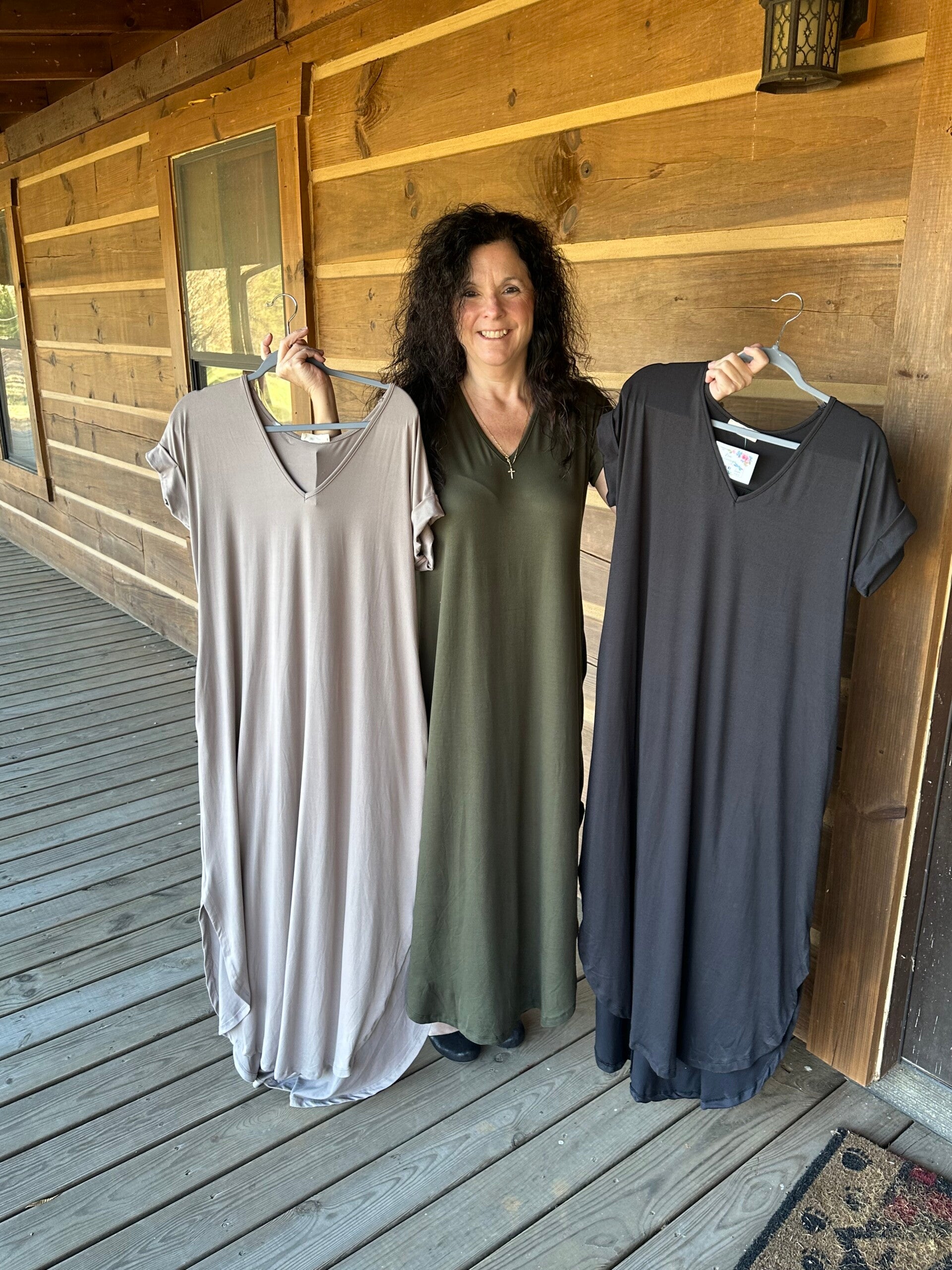 <Entro> Plain Loose Long T-shirt Dress