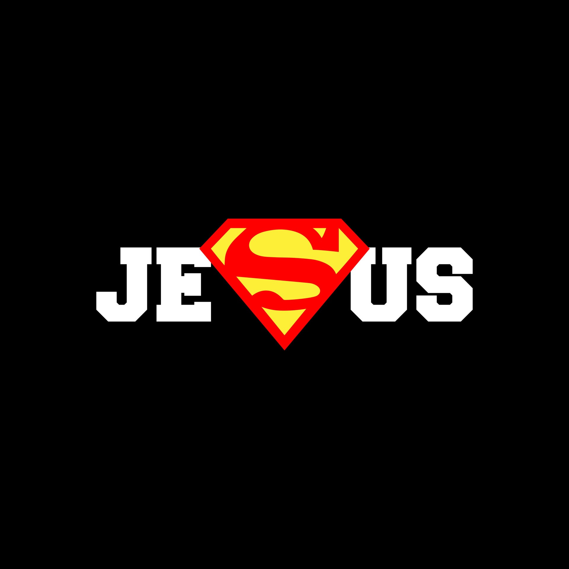 T-shirt Uomo Superman Jesus Christ Stampa Dorata, Cotone 100% Nero