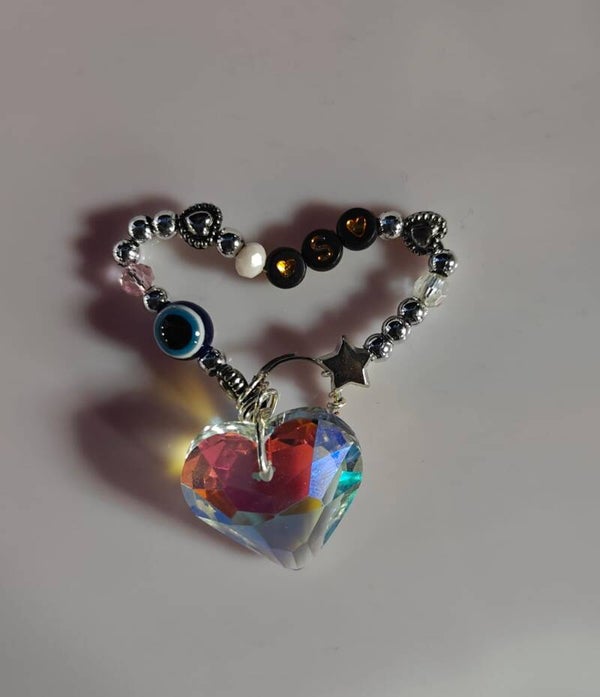 HEART SHAPE LETTER EVIL EYE CHARM