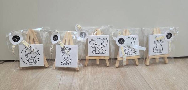 Kleine canvas met schildersezelhoudertje