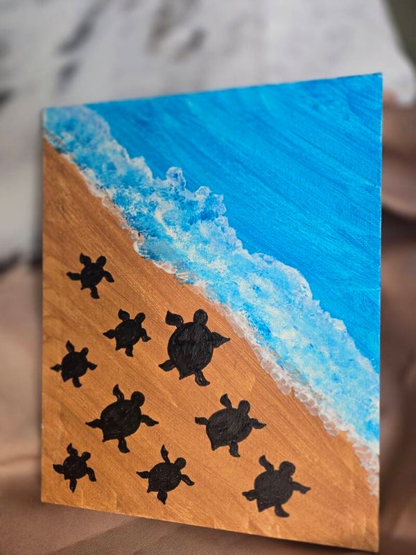 Baby Turtle meets Ocean