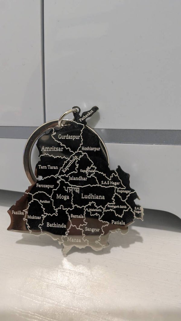 Punjab Map Keychain – Premium Metal Finish