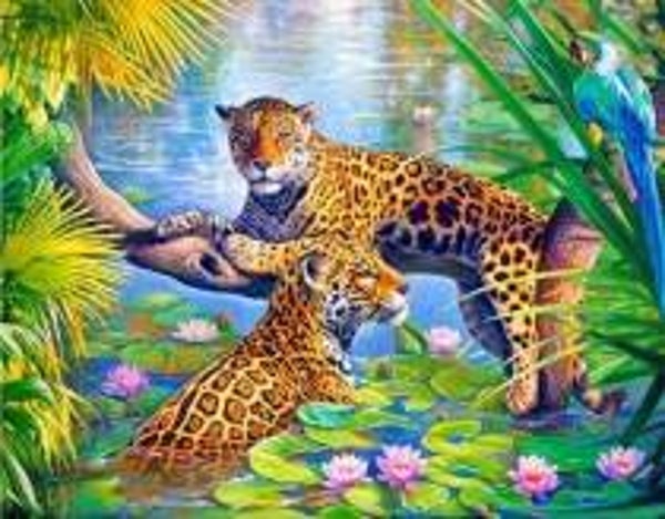Diamond Painting Round twee Jaguars