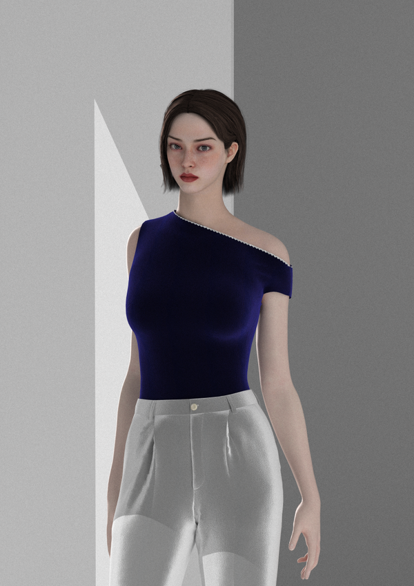 Body con scollo asimmetrico in velluto