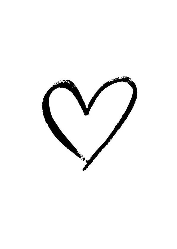 Ansichtkaart 'hartje zwart wit' k&k