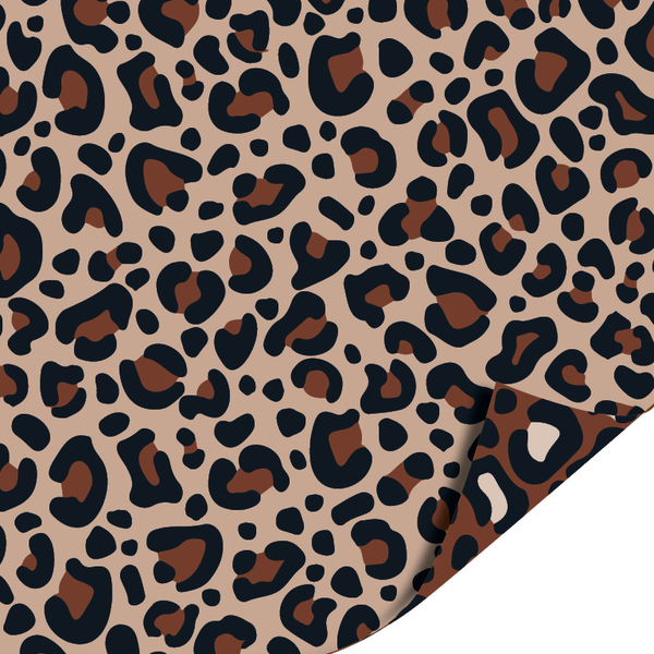 Kadopapier dubbelzijdig 'Leopard beige' 200x70 cm