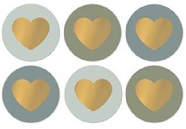 Kado stickers 3 stuks 'green gold heart'