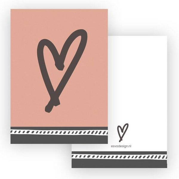 Ansichtkaart 'rose met hart'