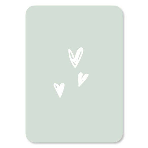 Ansichtkaart 'groen met hartjes'