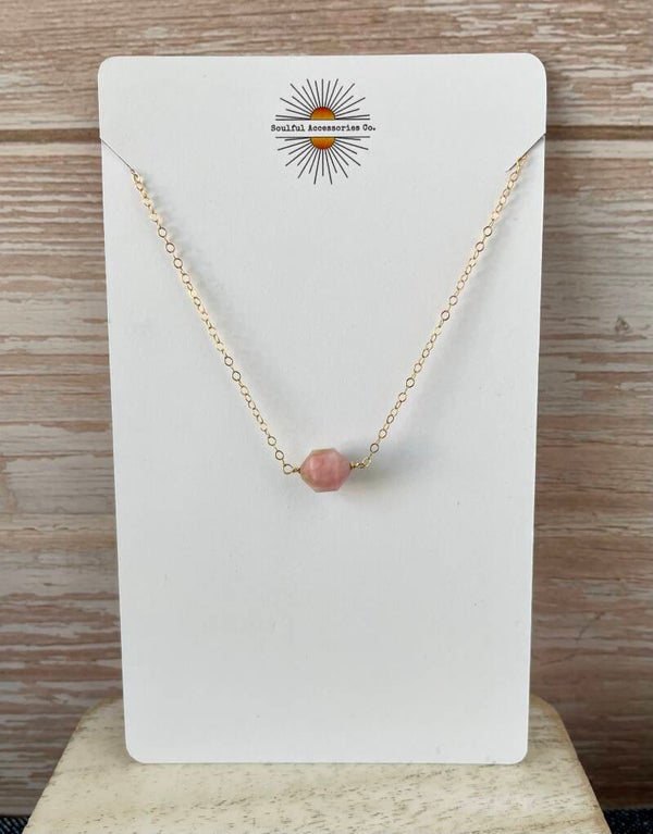 Gold-Fill Pink Opal Necklace/N-104