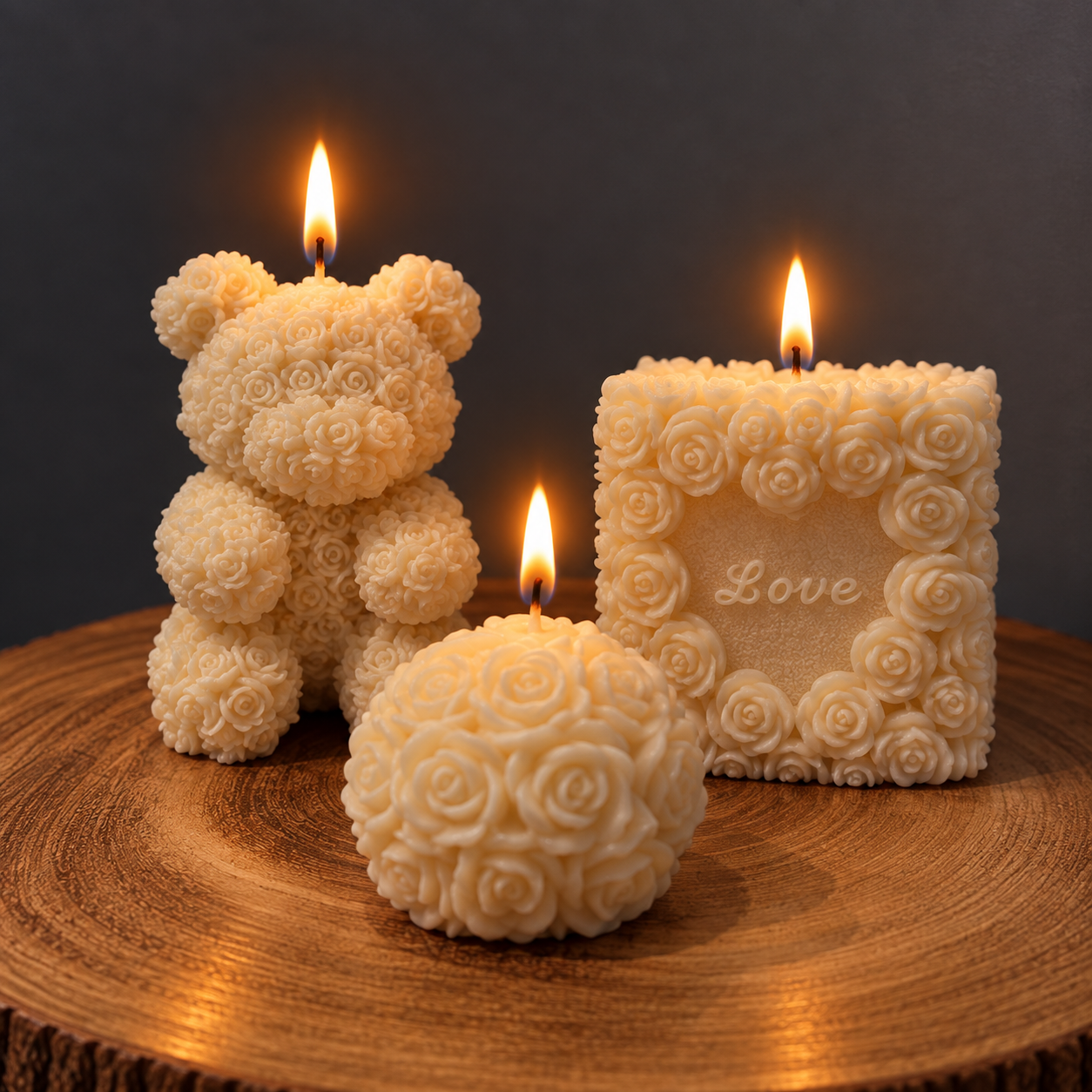 ROSE TEDDY BEAR candle